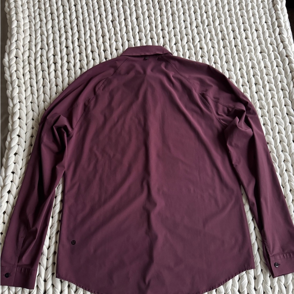 Lululemon Voyage Long Sleeve Buttondown in Wee Stripe Black Cherry Prep Red - Picture 2 of 6